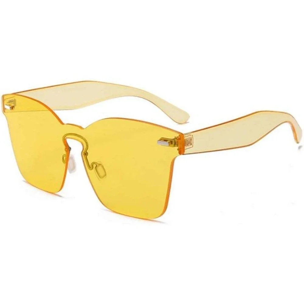 Rimless Sunglasses Yellow Tinted Lens‎ Fashion Trendy Sun Glasses UV400 Protect